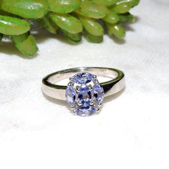 Natural Tanzanite Gemstone Sterling Silver Ring, Unique December Birthstone - Picture 8 of 8